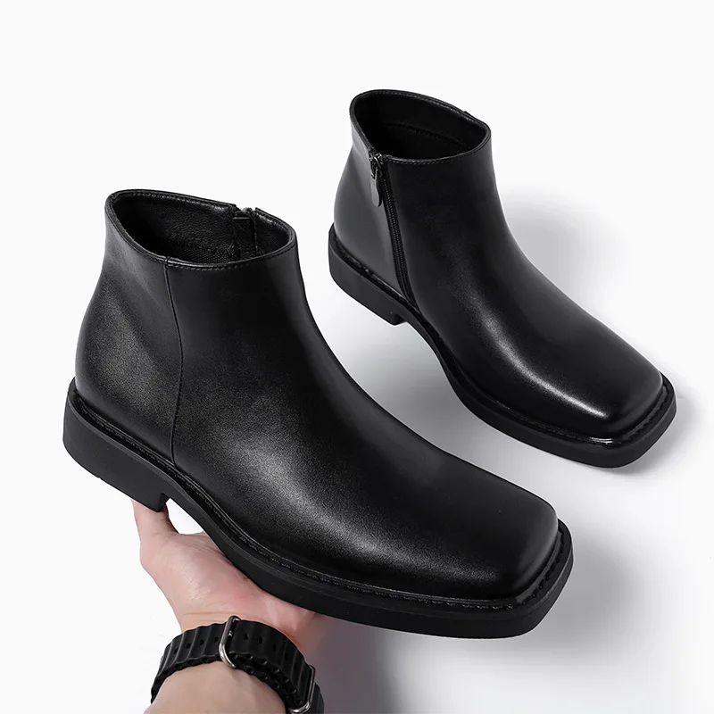 Vintage Fashion Dress - Black New Fashion Men Casual Leather