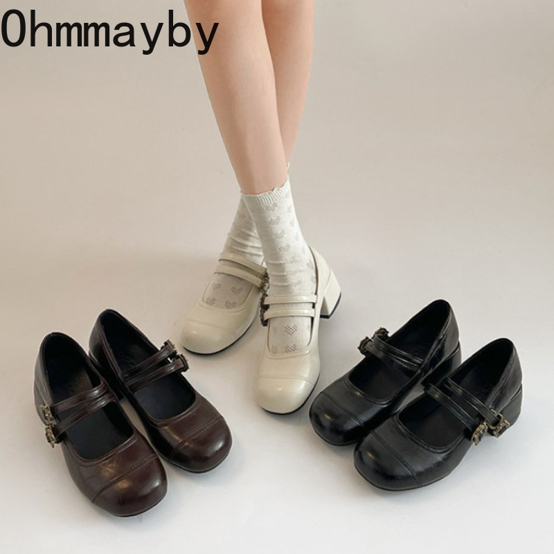 Vintage Fashion Dress - Vintage Thick Heel Women Mary Jane