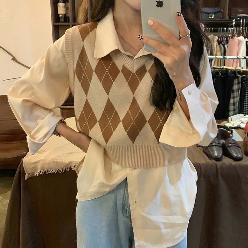 Vintage Fashion Style Female - Autumn Fashion Female Vintage Plaid Sweater