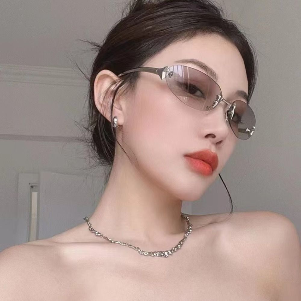 Y2K Style Frameless Sunglasses - Vintage Fashion Style Female recension och pris