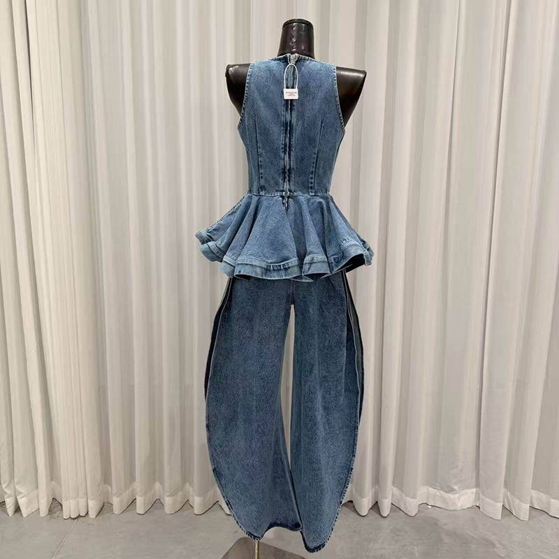 KBQ Blue Spliced Folds Two Pie - Vintage Fashion Style Female recension och pris