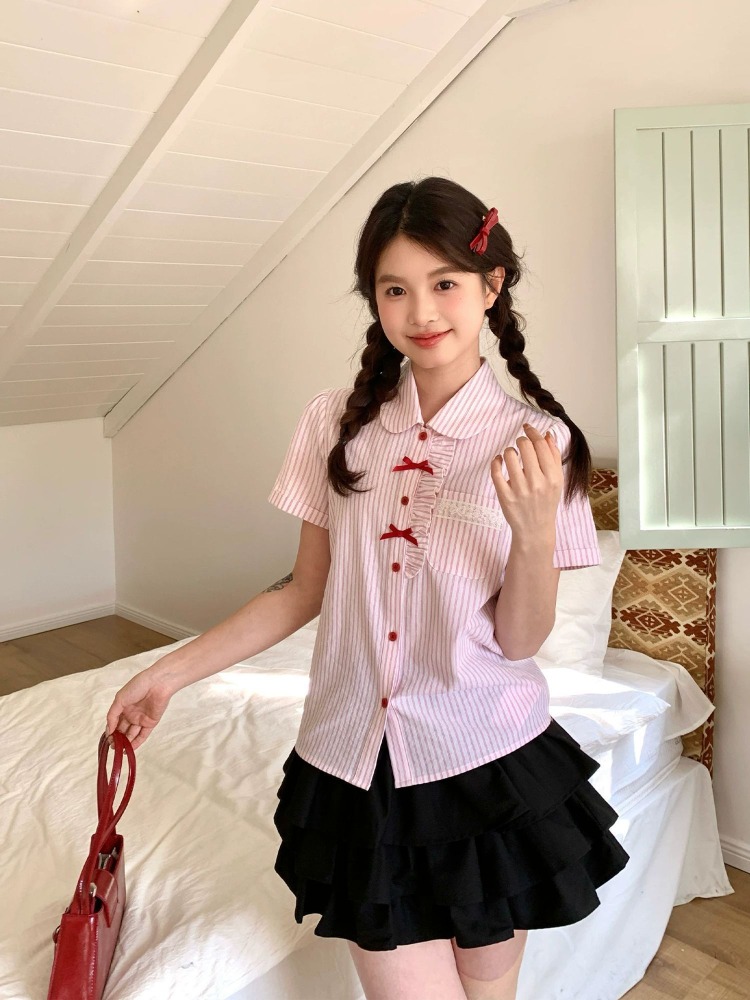 Ezgaga Shirts Women Striped Pe - Vintage Fashion Style Female recension och pris