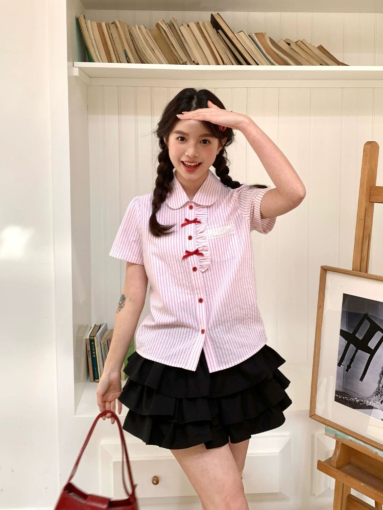 Ezgaga Shirts Women Striped Pe - Vintage Fashion Style Female recension och pris