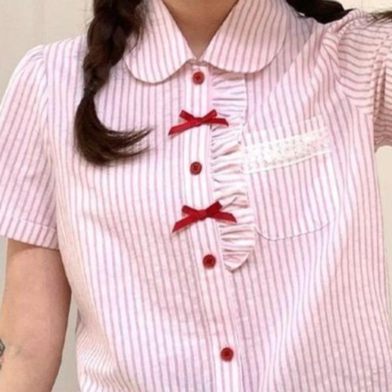Ezgaga Shirts Women Striped Pe - Vintage Fashion Style Female recension och pris