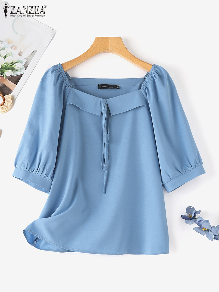 ZANZEA Korean Style Solid Blou - Vintage Fashion Style Female recension och pris