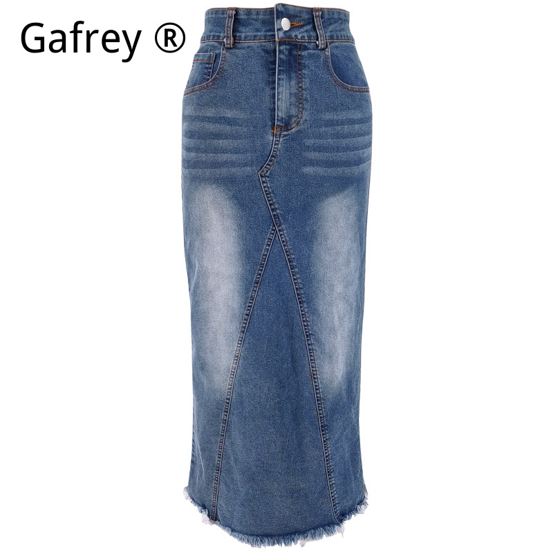 Women Denim Midi Skirt High Wa - Vintage Fashion Streetwear recension och pris