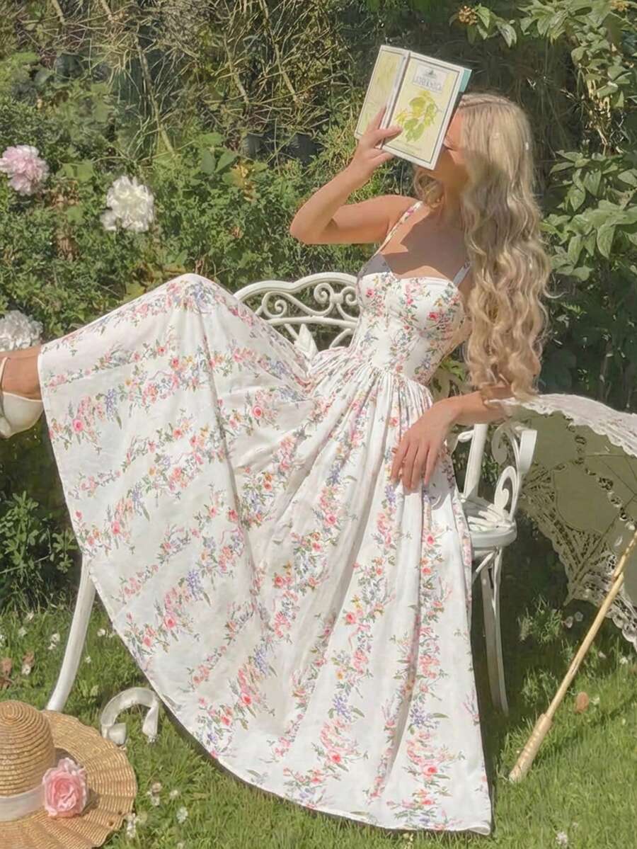 Elegant Floral Print Spaghetti - Vintage Fashion Patterns recension och pris