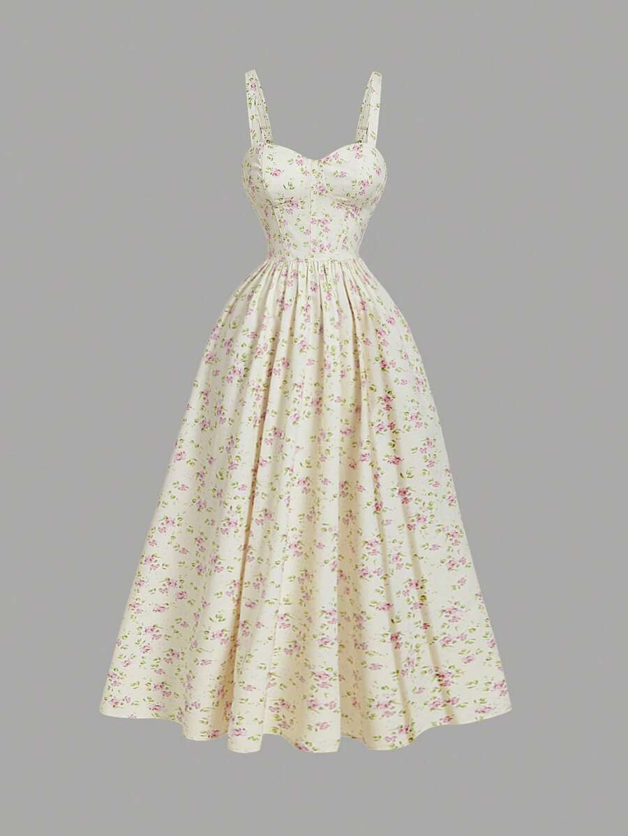 Elegant Floral Print Spaghetti - Vintage Fashion Patterns recension och pris