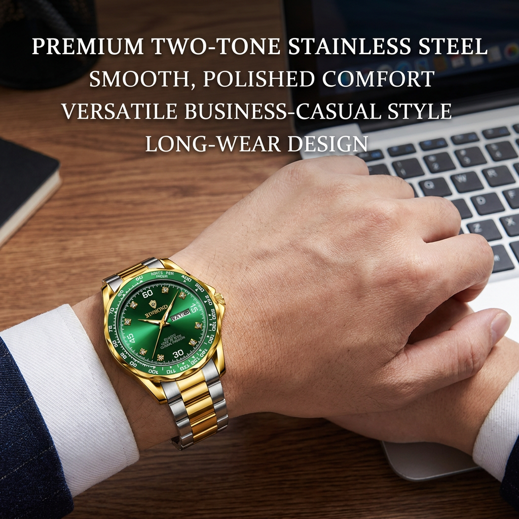 1pcs men watch green dial doub - Vintage Fashion Week recension och pris