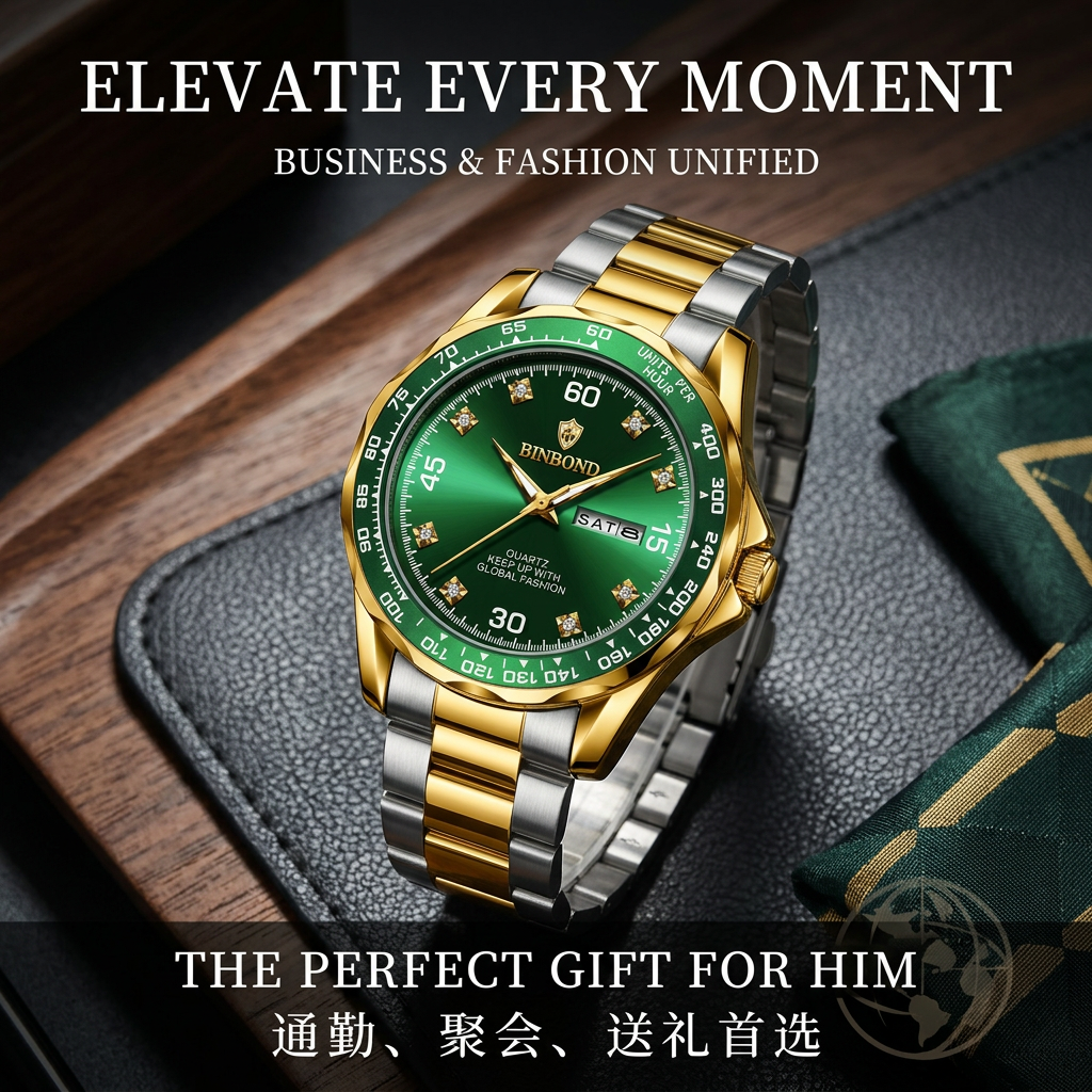 1pcs men watch green dial doub - Vintage Fashion Week recension och pris