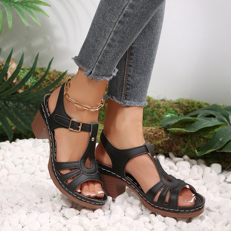Women Vintage Sandals Block Mi - Vintage Fashion Dress recension och pris