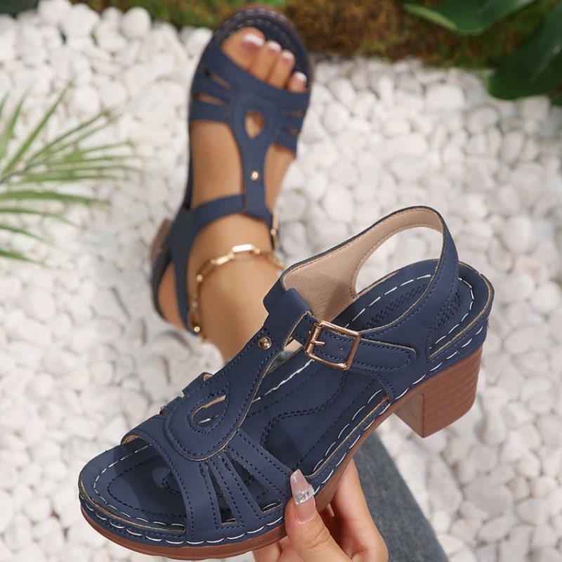 Women Vintage Sandals Block Mi - Vintage Fashion Dress recension och pris