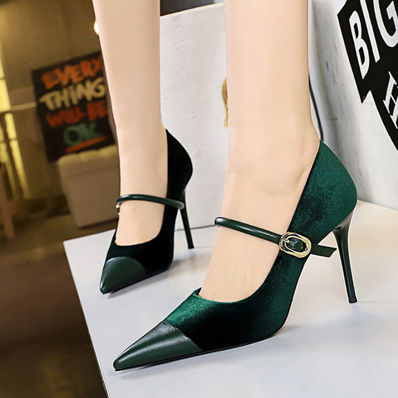 Women Vintage Green Suede 7cm  - Vintage Fashion Dress recension och pris