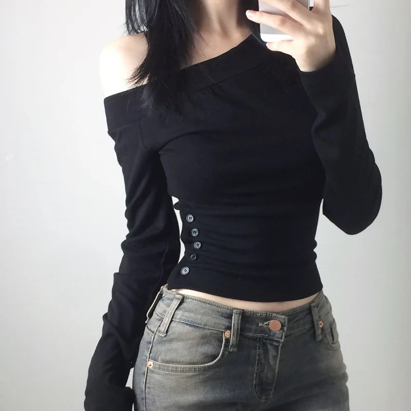 Y2K Vintage Pleated Button T-S - Vintage Fashion Streetwear recension och pris