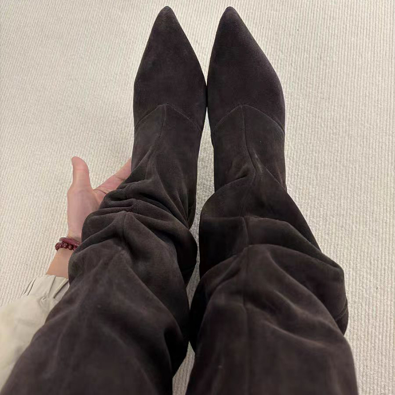 Suede Slouch Knee High Boots W - Vintage Fashion Designers recension och pris
