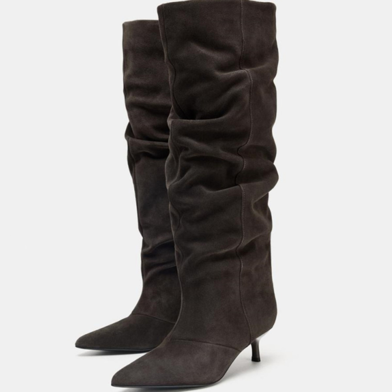 Suede Slouch Knee High Boots W - Vintage Fashion Designers recension och pris