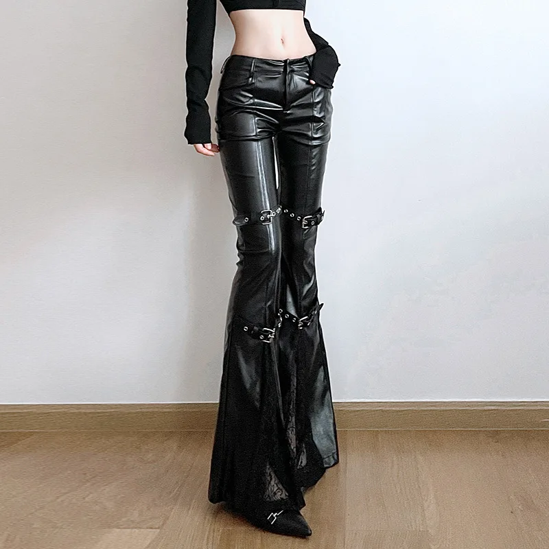 Women's PU Leather Flare Pants - Vintage Fashion Streetwear recension och pris